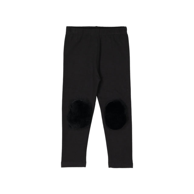 Black Fur Patch Leggings - HoneyBug 