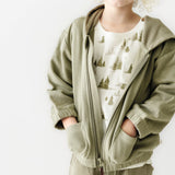 Organic Baby Toddler Hooded Jacket - Olive