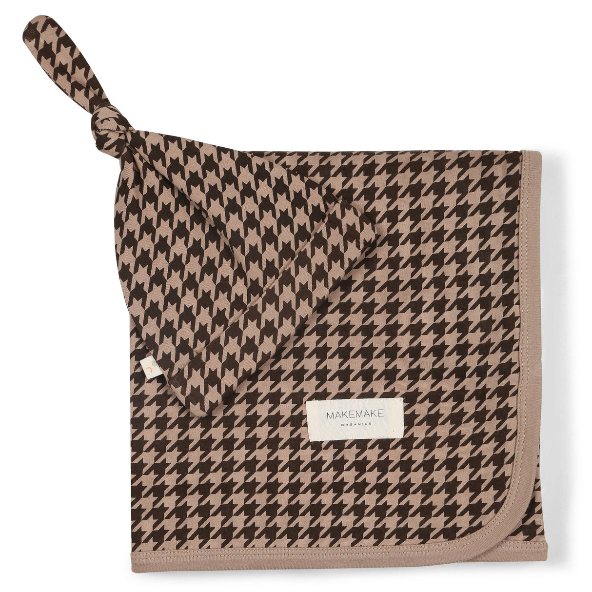 Organic Swaddle Blanket & Hat - Houndstooth