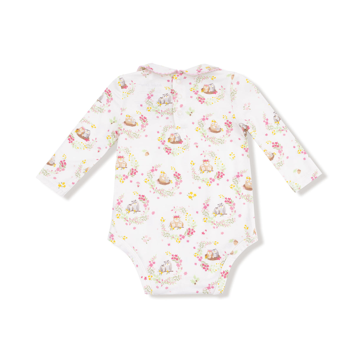 Peter Pan Collar Bodysuit - Floral Owl Families - HoneyBug 