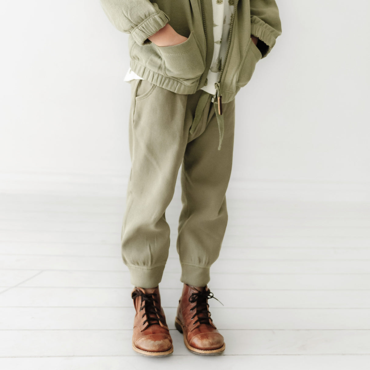 Organic Baby Toddler Hooded Jacket - Olive