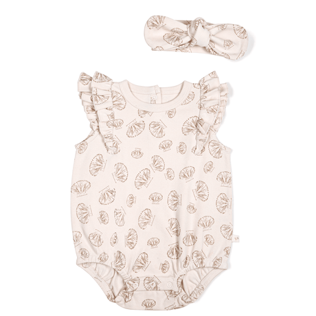 Organic Baby Flutter Bubble Onesie - Seashells