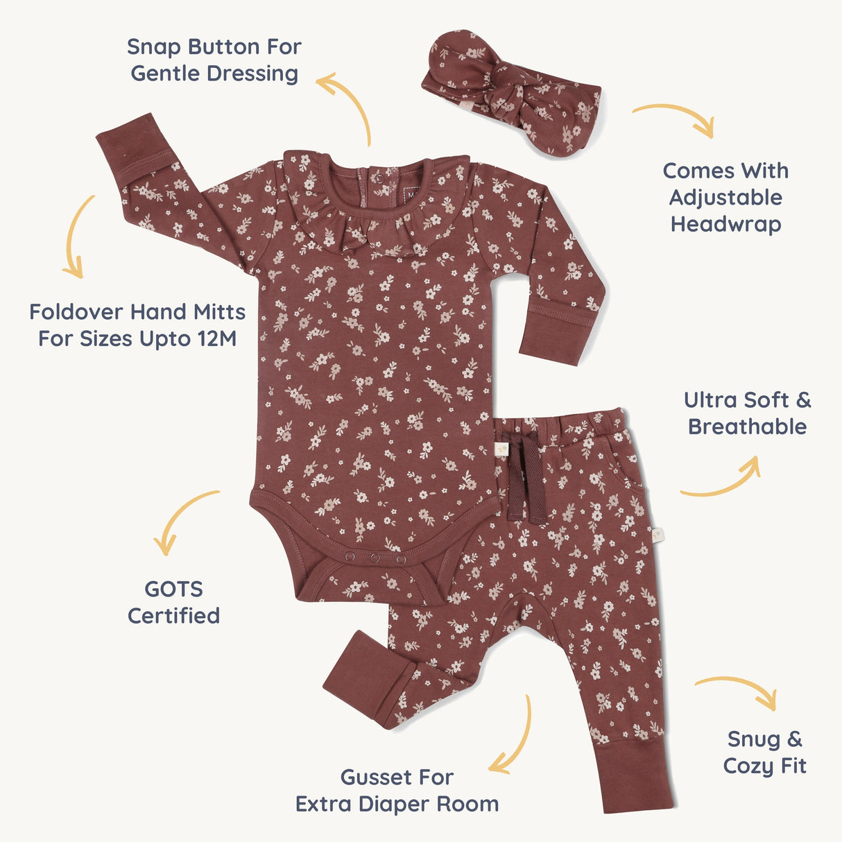 Organic Ruffle Onesie & Pants Set - Winter Bloom