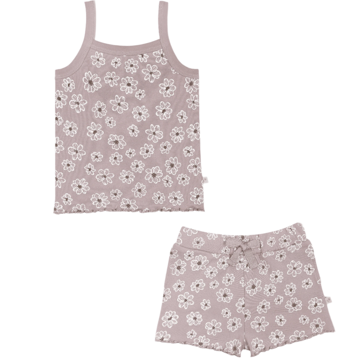 Organic Girls Spaghetti Top & Shorts Set - Daisies