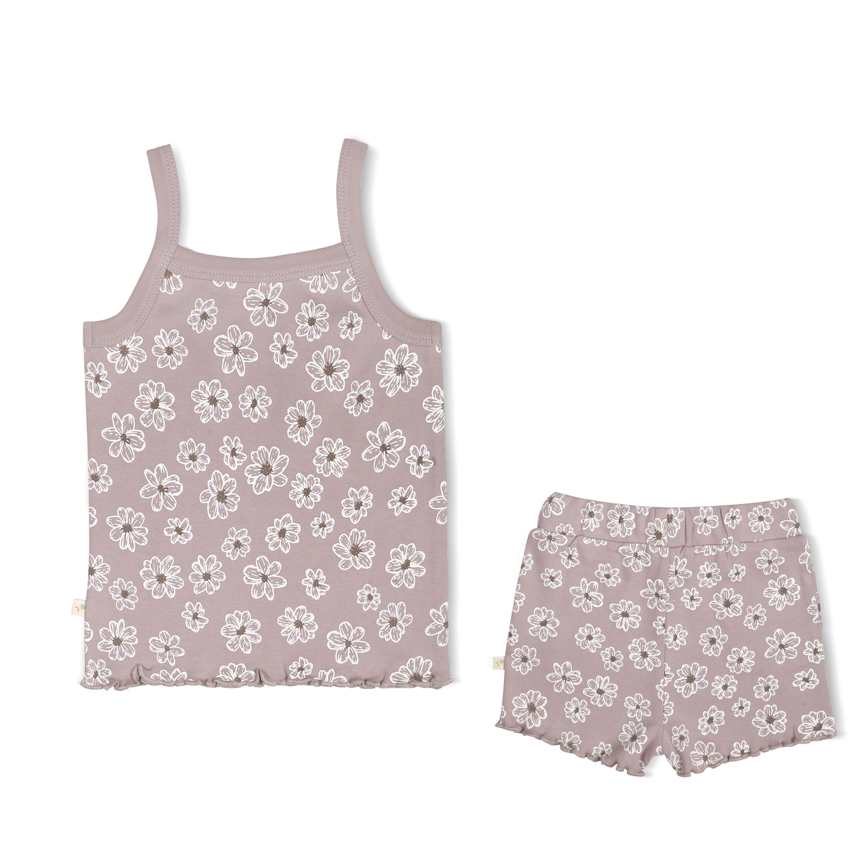 Organic Girls Spaghetti Top & Shorts Set - Daisies