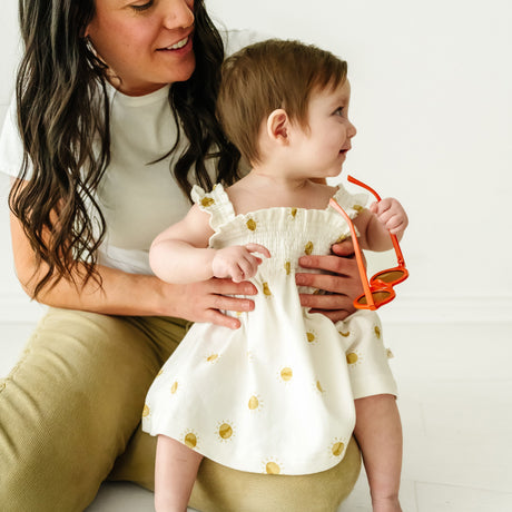 Organic Baby Girls Smocked Dress - Sunshine