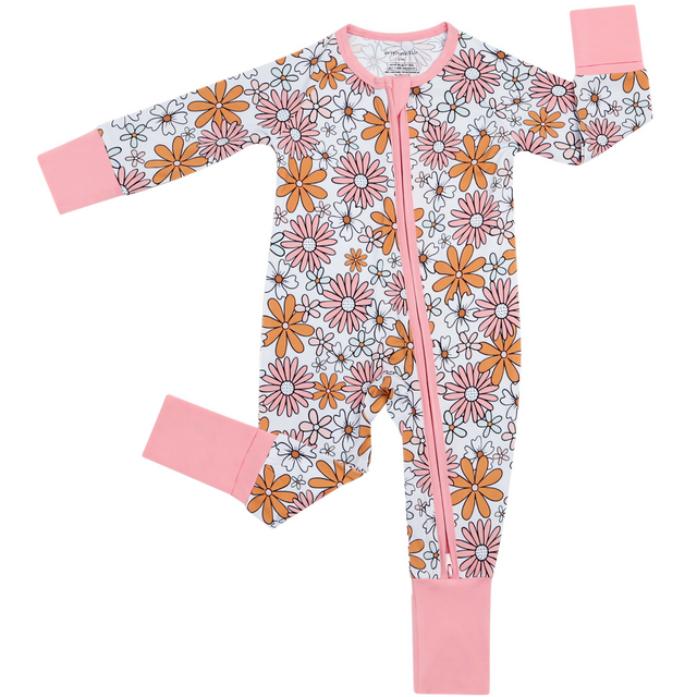 Bamboo Zip Romper | Retro Garden - HoneyBug 