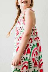 One in a Melon Ruffle Cross Back Dress