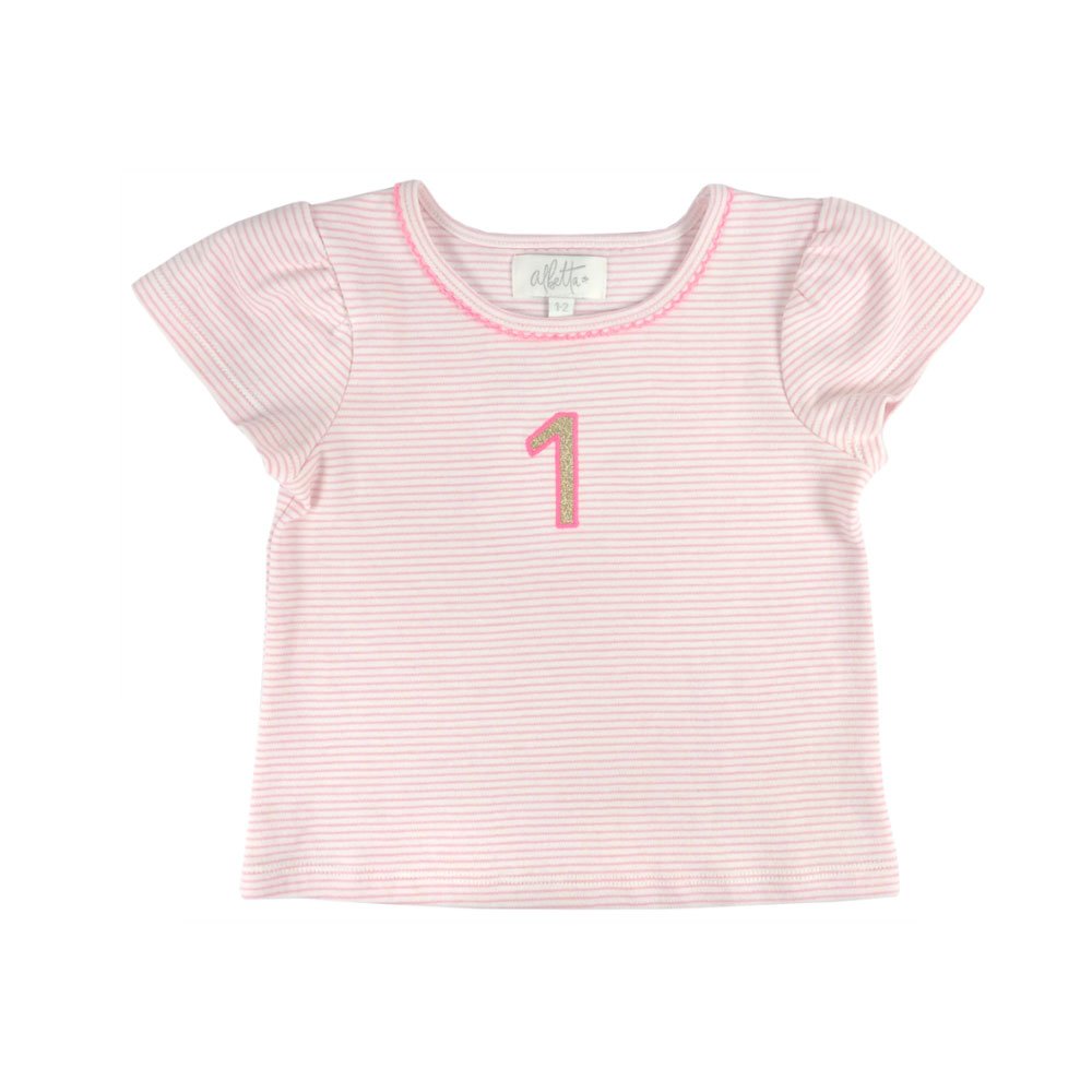 1st Year Birthday Gold T-Shirt Pink - HoneyBug 