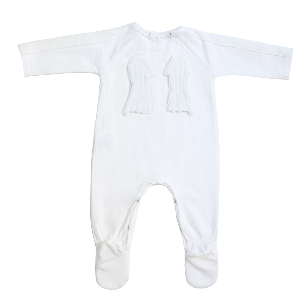 Ivory Velour Trim and Wings Footie - HoneyBug 