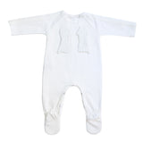 Ivory Velour Trim and Wings Footie - HoneyBug 