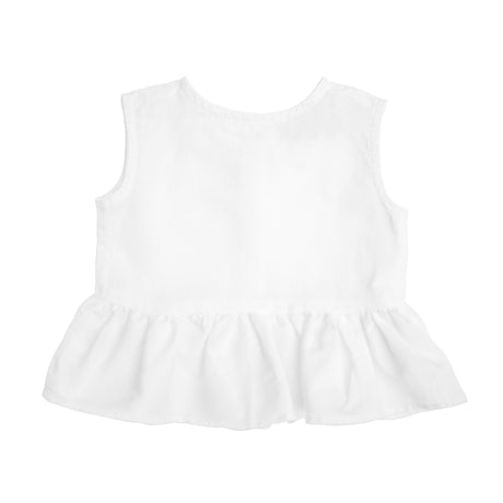 Sleeveless frill blouse | white linen - HoneyBug 