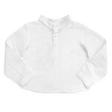 Boys French collar shirt | white linen - HoneyBug 