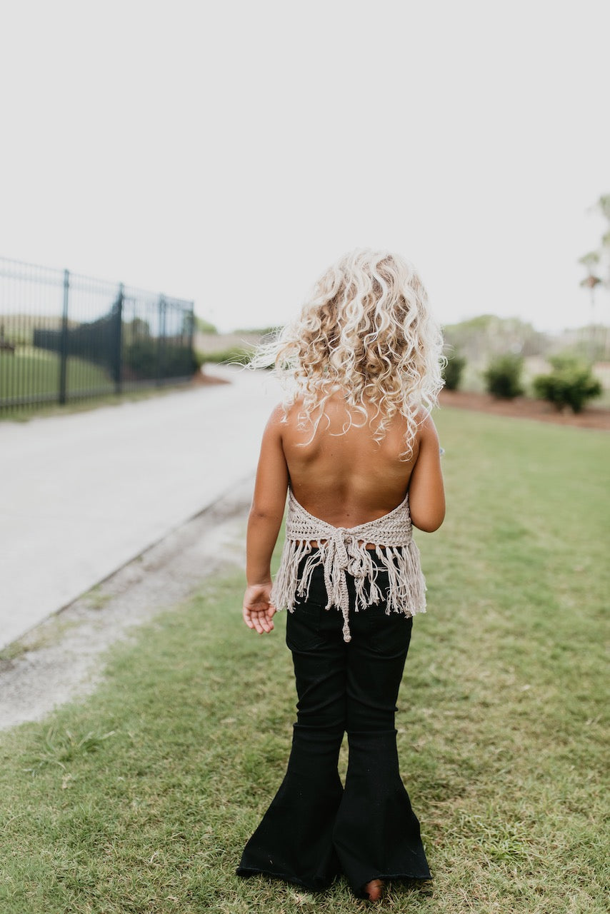 Black Denim Flare Pant - HoneyBug 