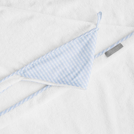 Hooded towel and wash glove | pale blue gingham - HoneyBug 