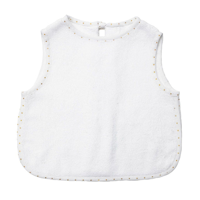 Apron Bib | Gold Dot and White Linen - HoneyBug 