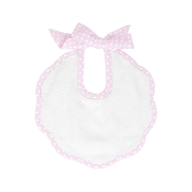 Scalloped bib | dusty pink gingham - HoneyBug 