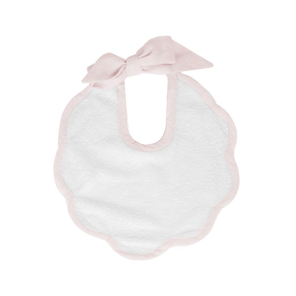 Scalloped bib | blossom pink linen - HoneyBug 