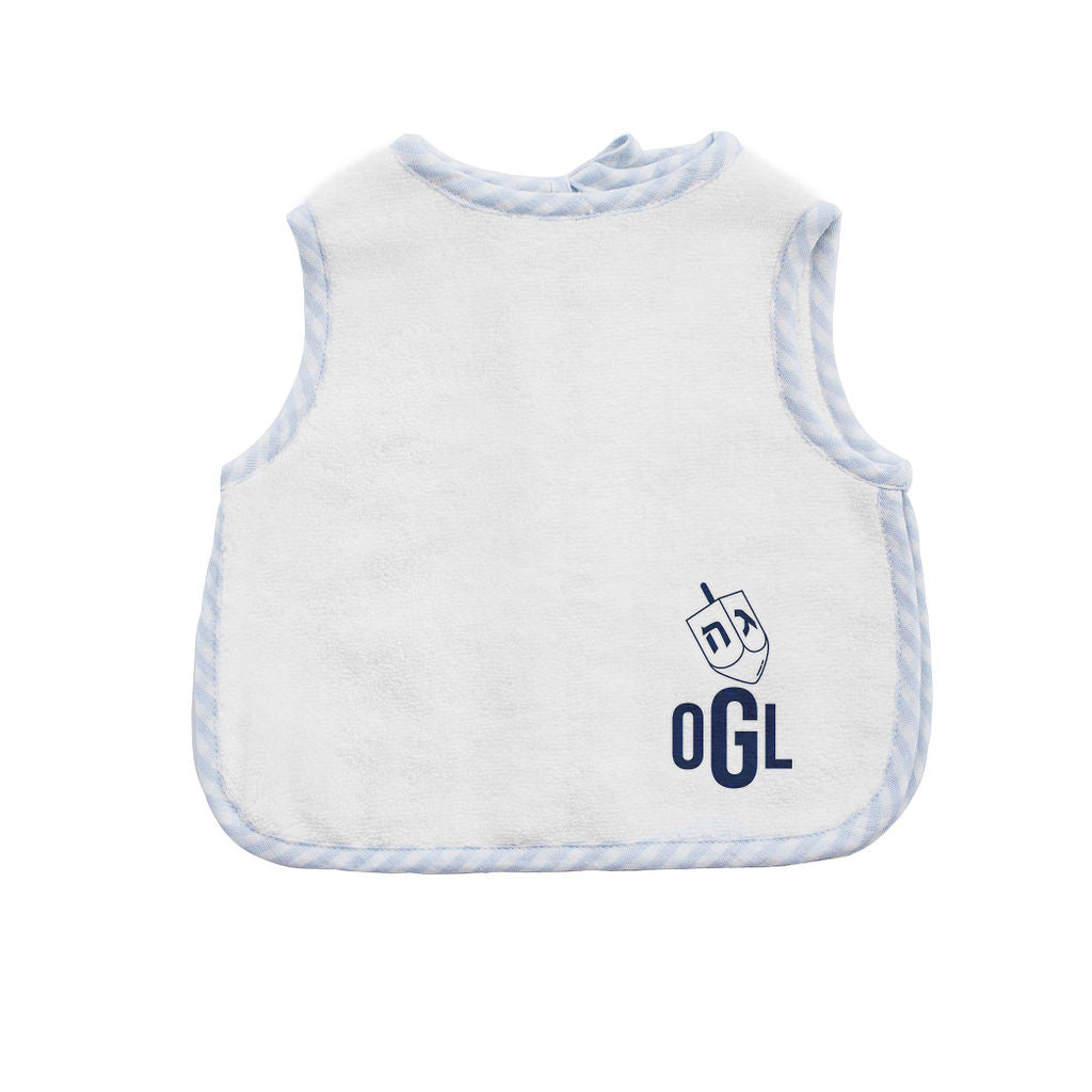 Hanukkah Apron Bib pale blue gingham - HoneyBug 