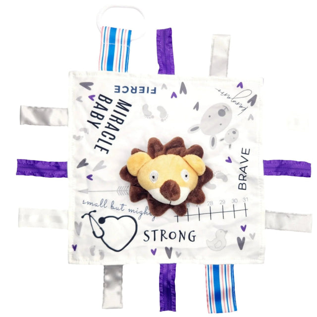 Brave Lion 10x10 NICU Baby Lovey - HoneyBug 