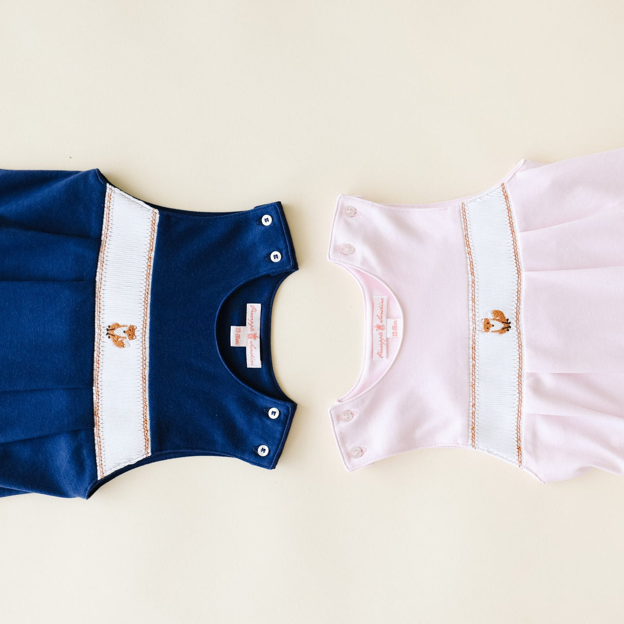 Navy Fox Smocked Romper