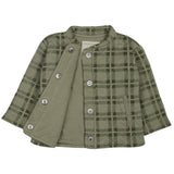 Organic Quilted Button Jacket - Olive Plaid