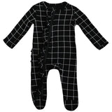 Ruffle 2 Way Zip Romper - Window Pane Black