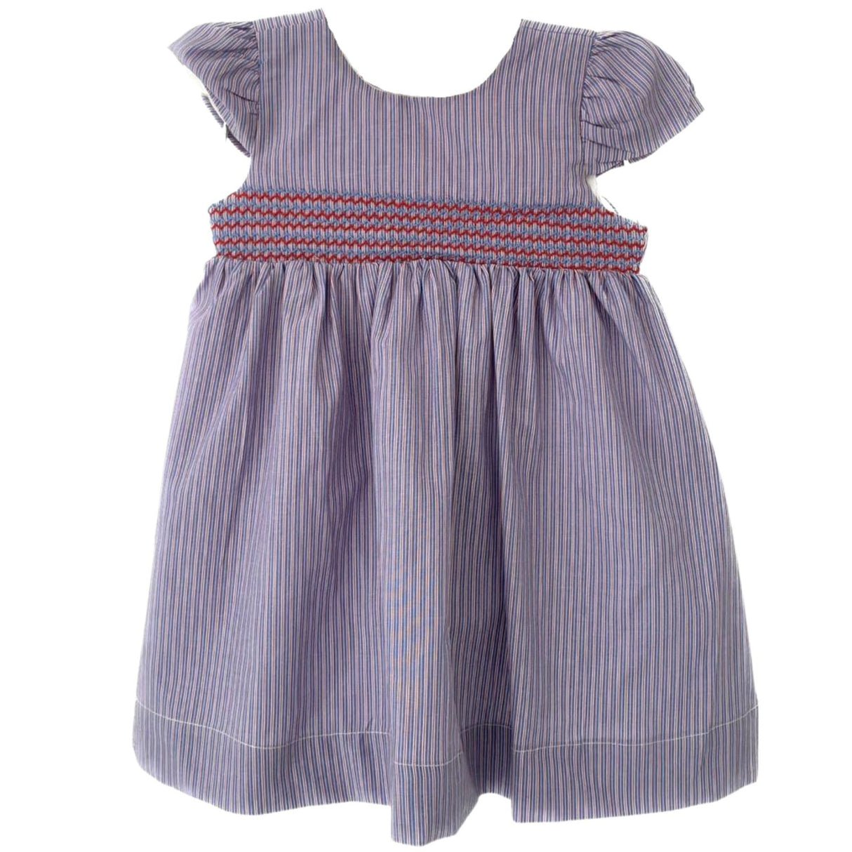 French Pinstripe Smocked Dress