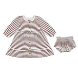 Organic Tiered Dress - Plum Stripes