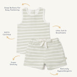 Organic Baby Toddler Tee & Shorts - Foam Stripes