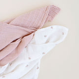 2 Pack Cotton Muslin Swaddle Blanket - Pink Pear & Solid Pink