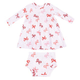 Candy Cane Bows - Simple Dress + Bloomer - HoneyBug 