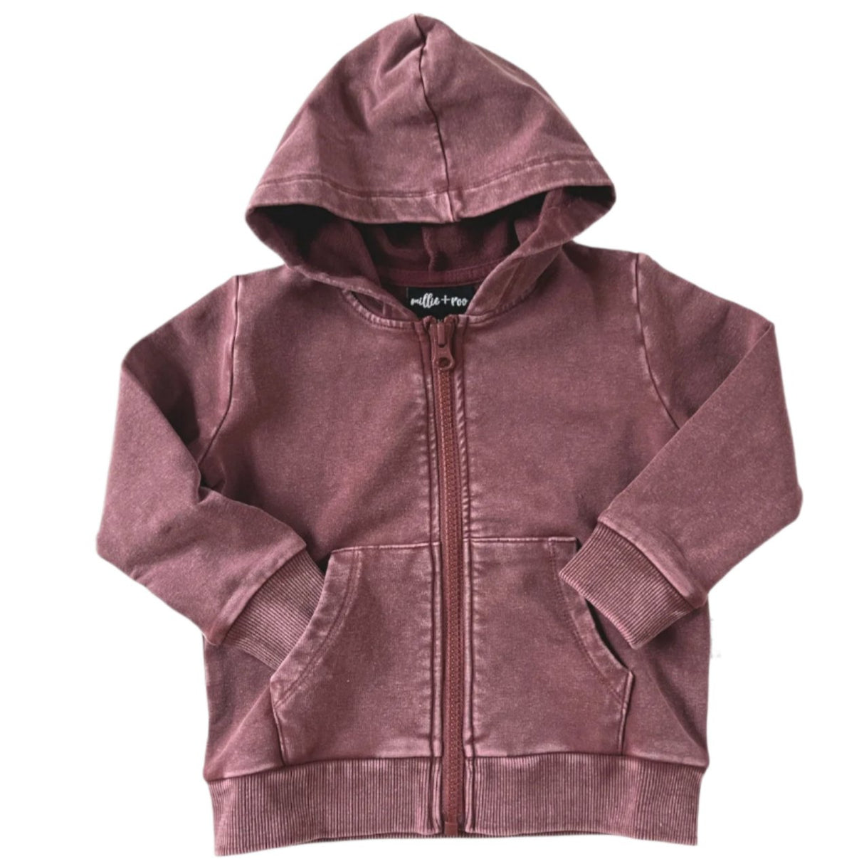 ZIP HOODIE- Oxblood Snow Wash