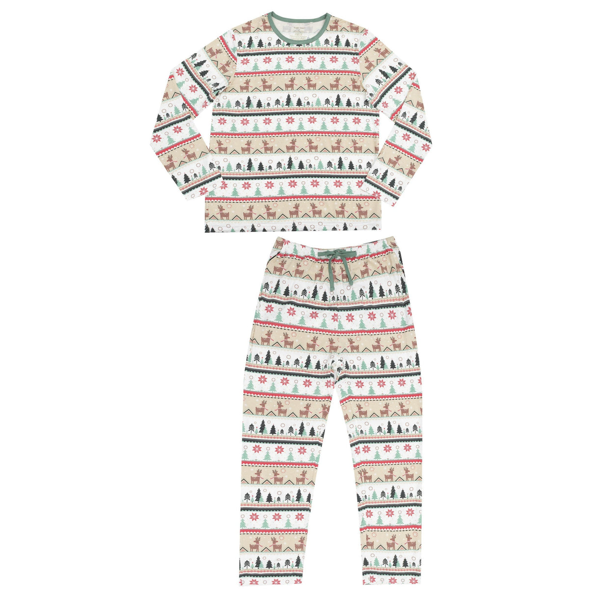 Adult L/S Loungewear Set W/ Pockets - Reindeer Fair Isle