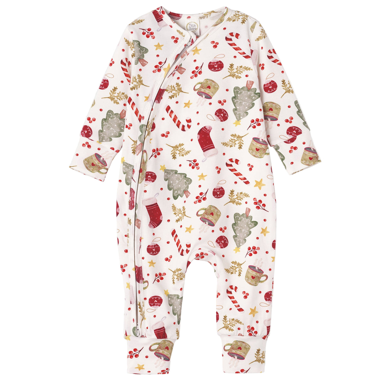 Bamboo Holiday Baby Zip Romper – Christmas One-Piece Pajamas - Noel - HoneyBug 