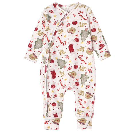 Bamboo Holiday Baby Zip Romper – Christmas One-Piece Pajamas - Noel - HoneyBug 