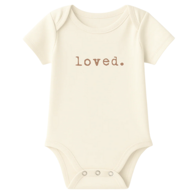 Loved. Clay Organic Cotton Baby Bodysuit Short Sleeve - HoneyBug 