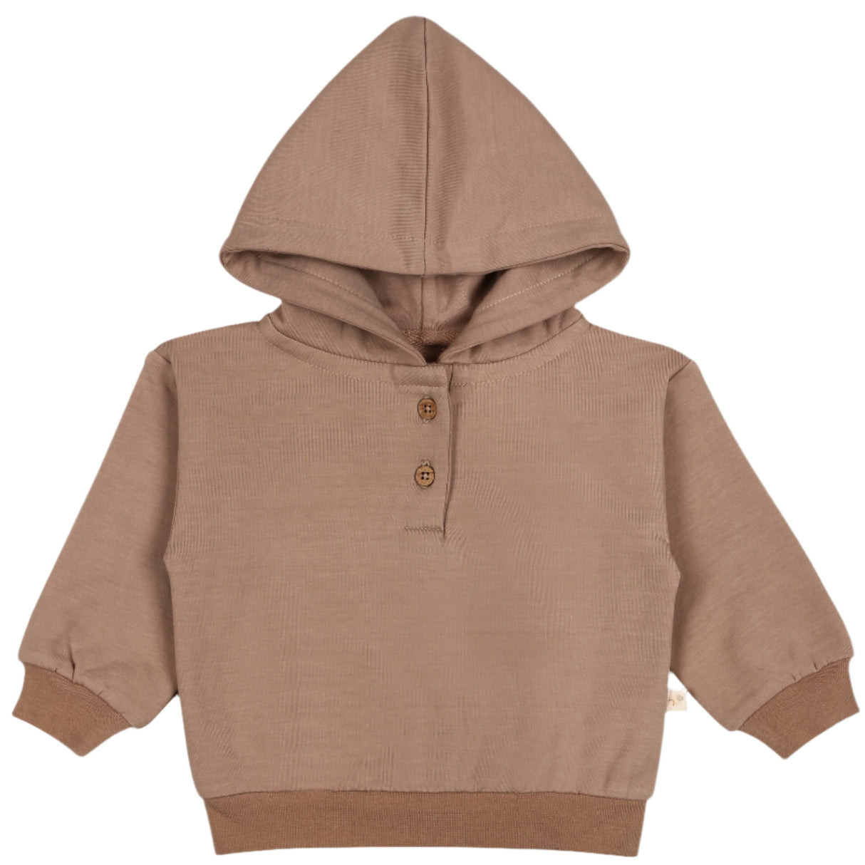 Organic Fleece Henley Hoodie - Taupe