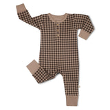 Organic Button Romper - Houndstooth