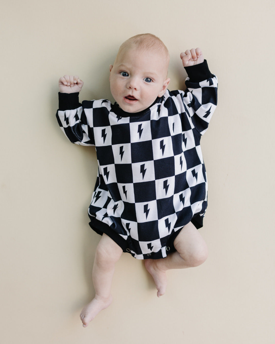 Bubble Romper | Charcoal Bolts - HoneyBug 
