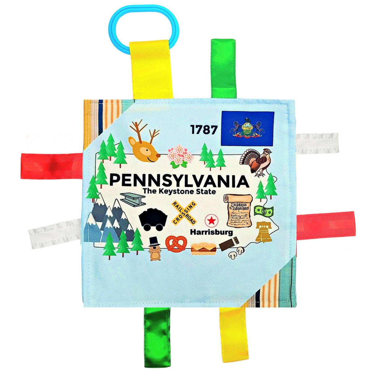 Pennsylvania State Tag Toy Crinkle Square - HoneyBug 