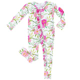 Pink Peony Convertible Footed Onesie