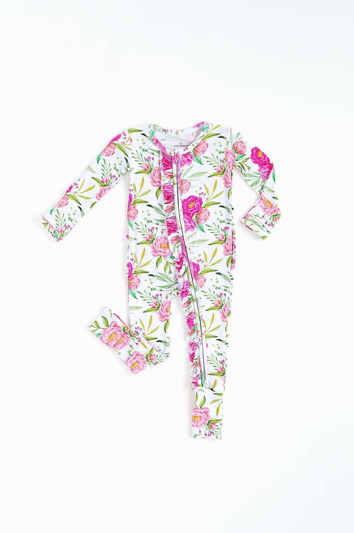 Pink Peony Convertible Footed Onesie