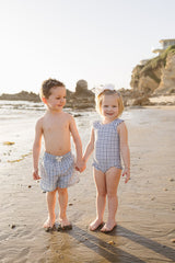 Light Blue Gingham One-Piece