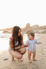 Block Print Floral One Piece Swimsuit