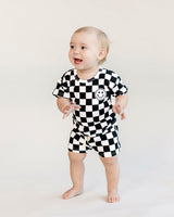 Checkered Shorts Set | Black - HoneyBug 