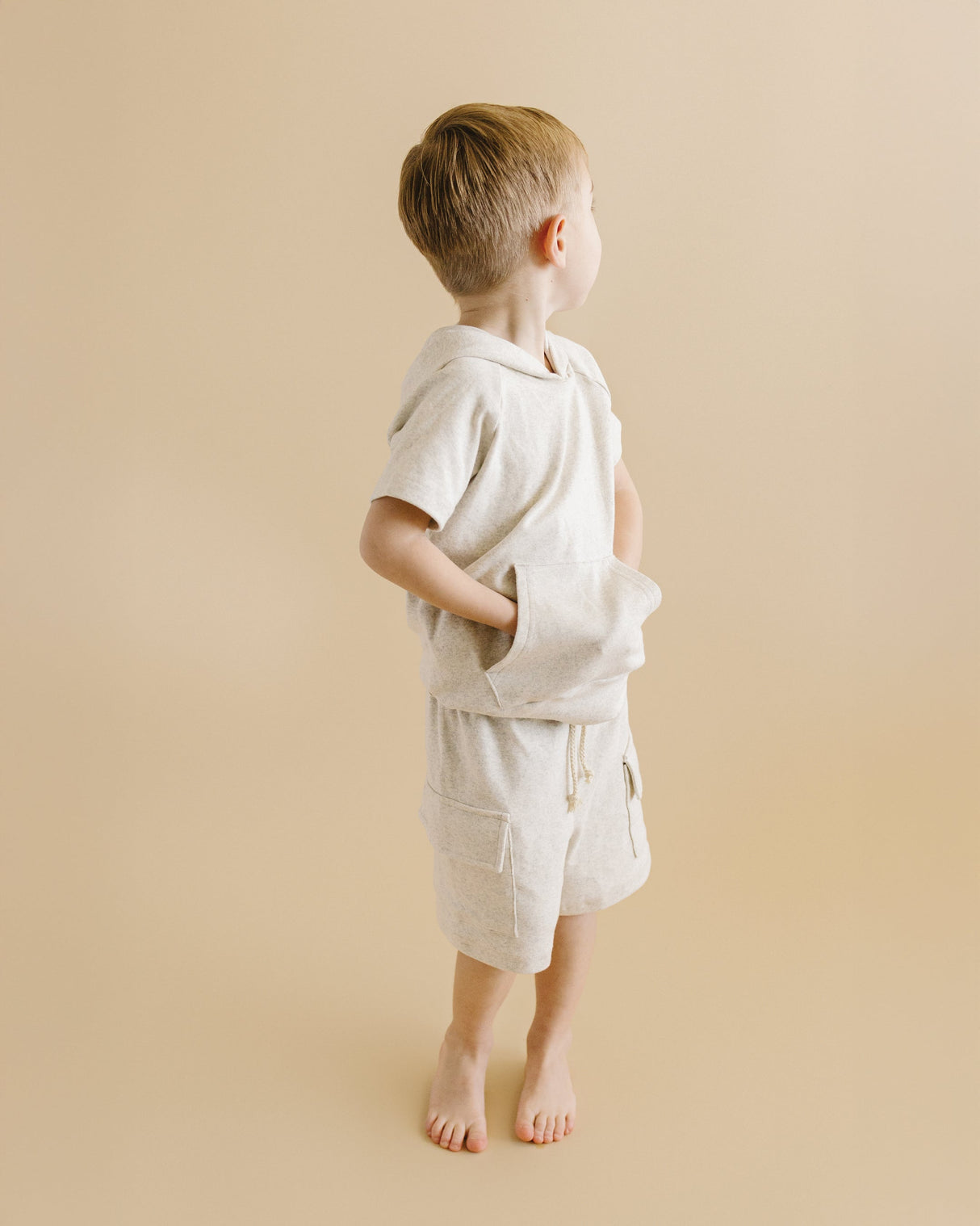Cargo Shorts Set | Oatmeal - HoneyBug 