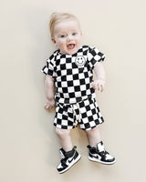 Checkered Shorts Set | Black - HoneyBug 