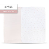 Pack N Play I Portable Crib Sheet Set - Mauve Tulip & Stripes - HoneyBug 
