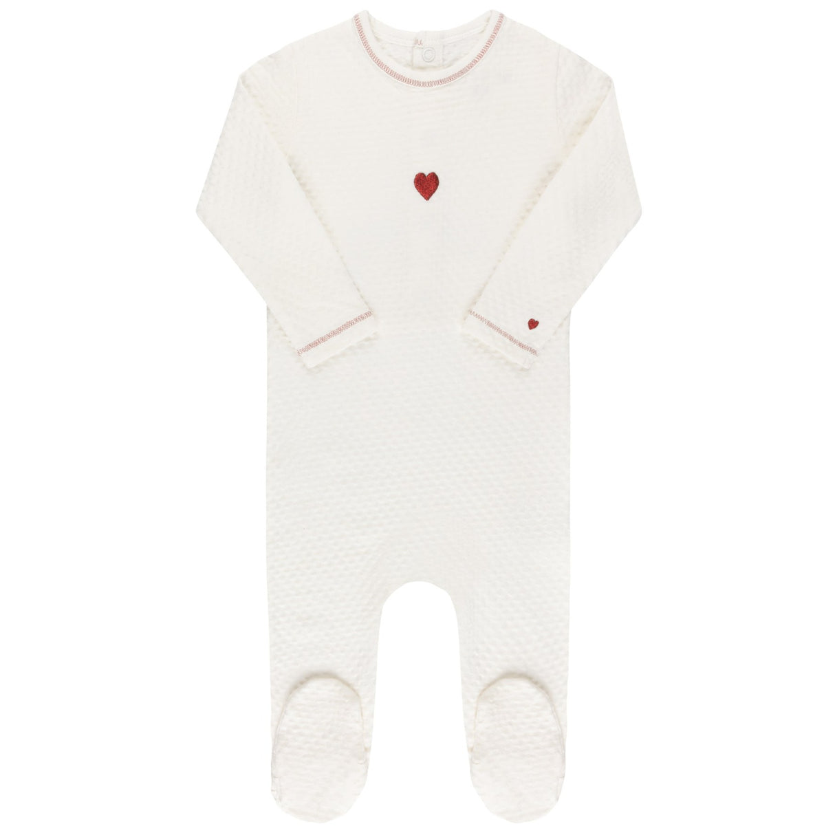 Cotton - Embroidered Heart and Star Collection - Footie - HoneyBug 